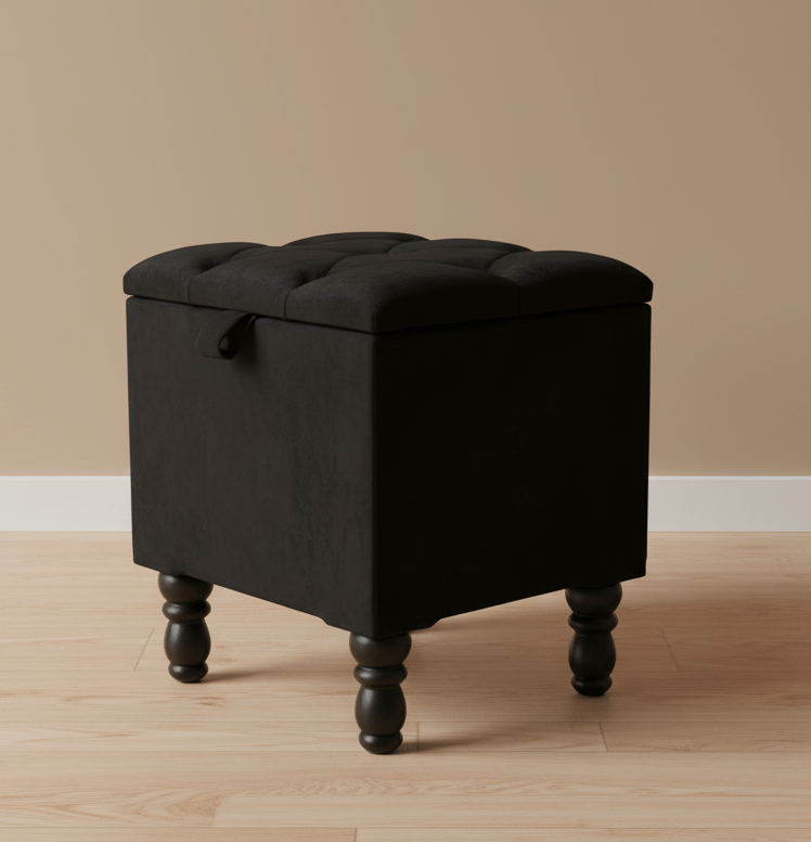 Black Small coffee table Storage Box | Black Small Ottoman | side table footstool - ISTOOLS
