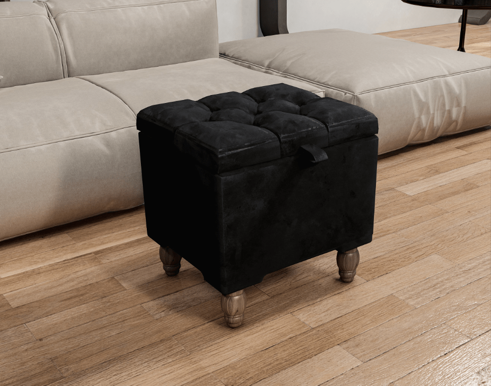 Black Small coffee table Storage Box | Black Small Ottoman | side table footstool - ISTOOLS