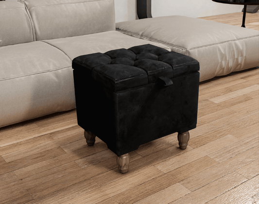 Black Small coffee table Storage Box | Black Small Ottoman | side table footstool - ISTOOLS