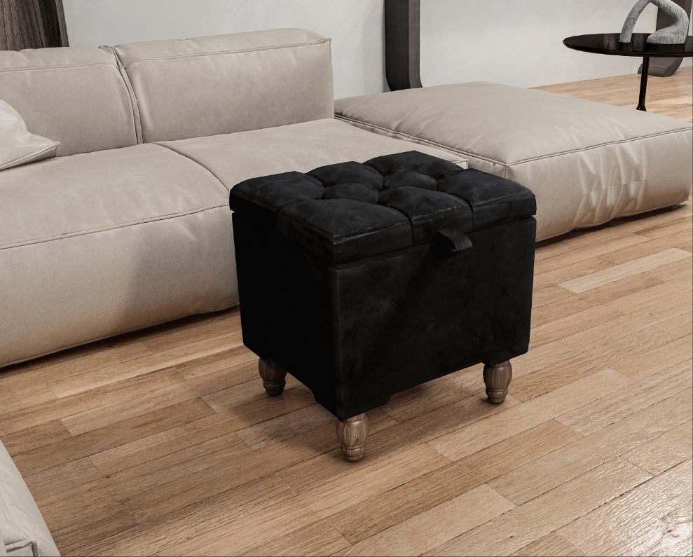 Black Small coffee table Storage Box | Black Small Ottoman | side table footstool - ISTOOLS