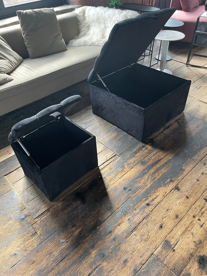Black Small coffee table Storage Box | Black Small Ottoman | side table footstool - ISTOOLS