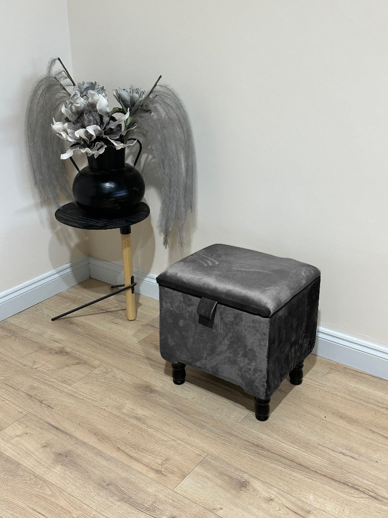 Black Small Plain coffee table Storage Box | Black Small Ottoman side table footstool - ISTOOLS