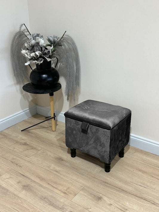 Black Small Plain coffee table Storage Box | Black Small Ottoman side table footstool - ISTOOLS