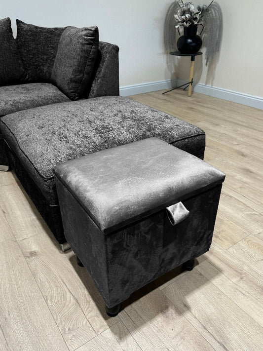 Black Small Plain coffee table Storage Box | Black Small Ottoman side table footstool - ISTOOLS