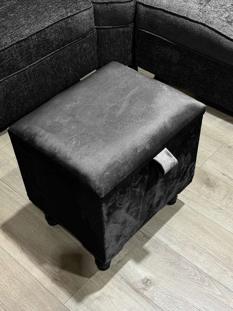 Black Small Plain coffee table Storage Box | Black Small Ottoman side table footstool - ISTOOLS