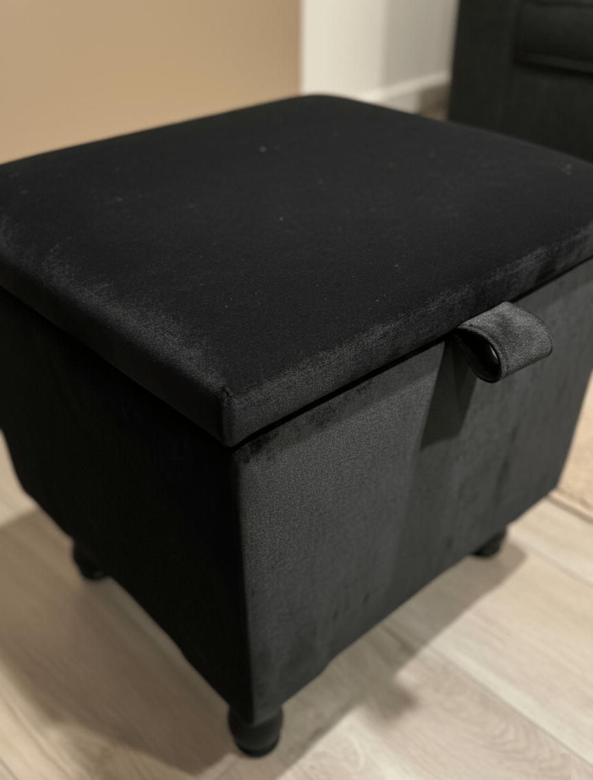 Black Small Plain coffee table Storage Box | Black Small Ottoman side table footstool - ISTOOLS