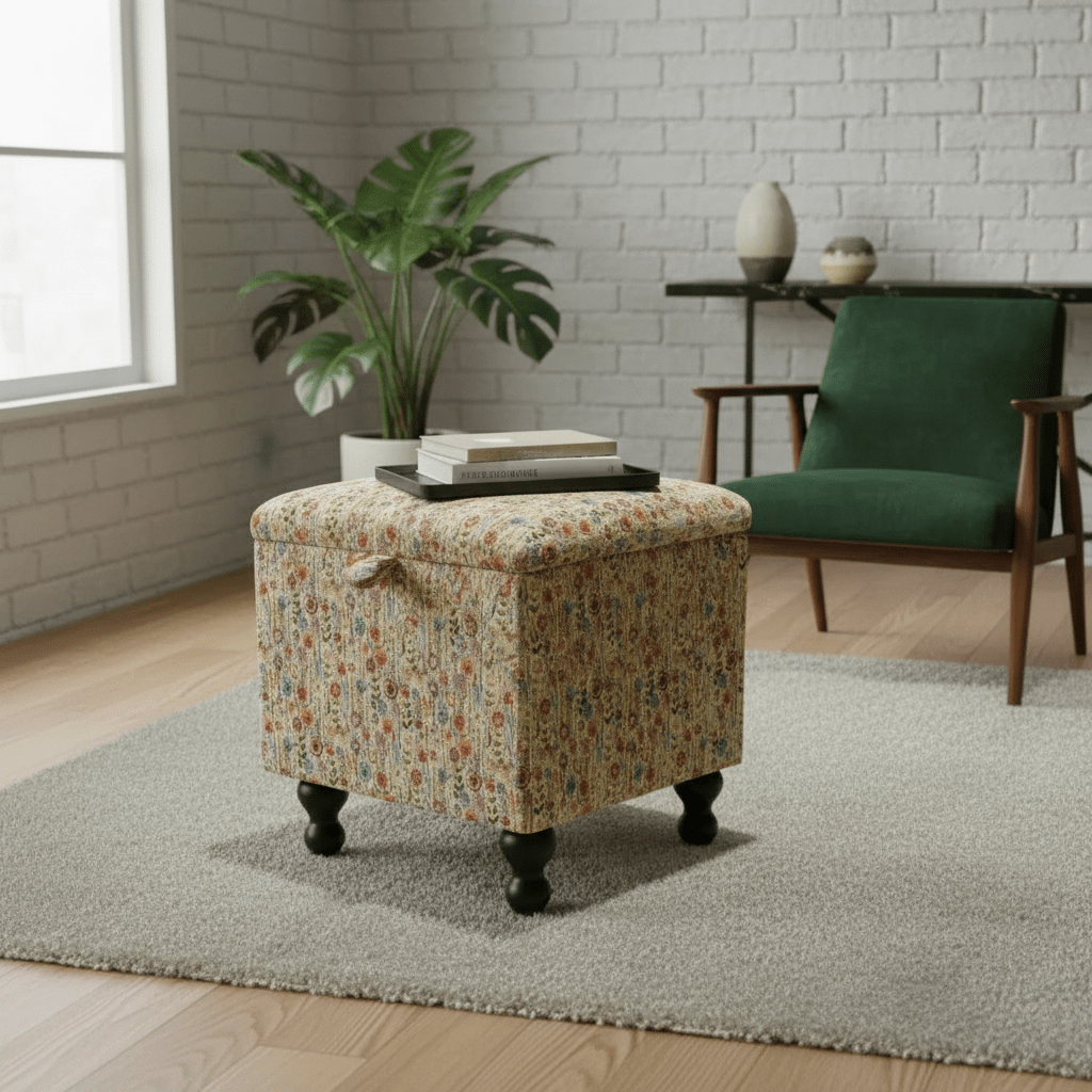 Black Small Storage Ottoman – Multi - Purpose Coffee Table, Footstool & Side Table - ISTOOLS