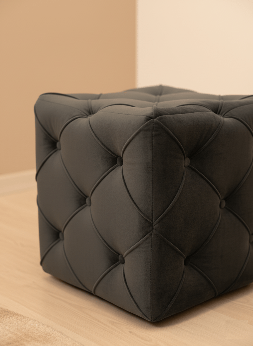 Compact Black Square Ottoman for Small UK Living Rooms with Storage - ISTOOLS