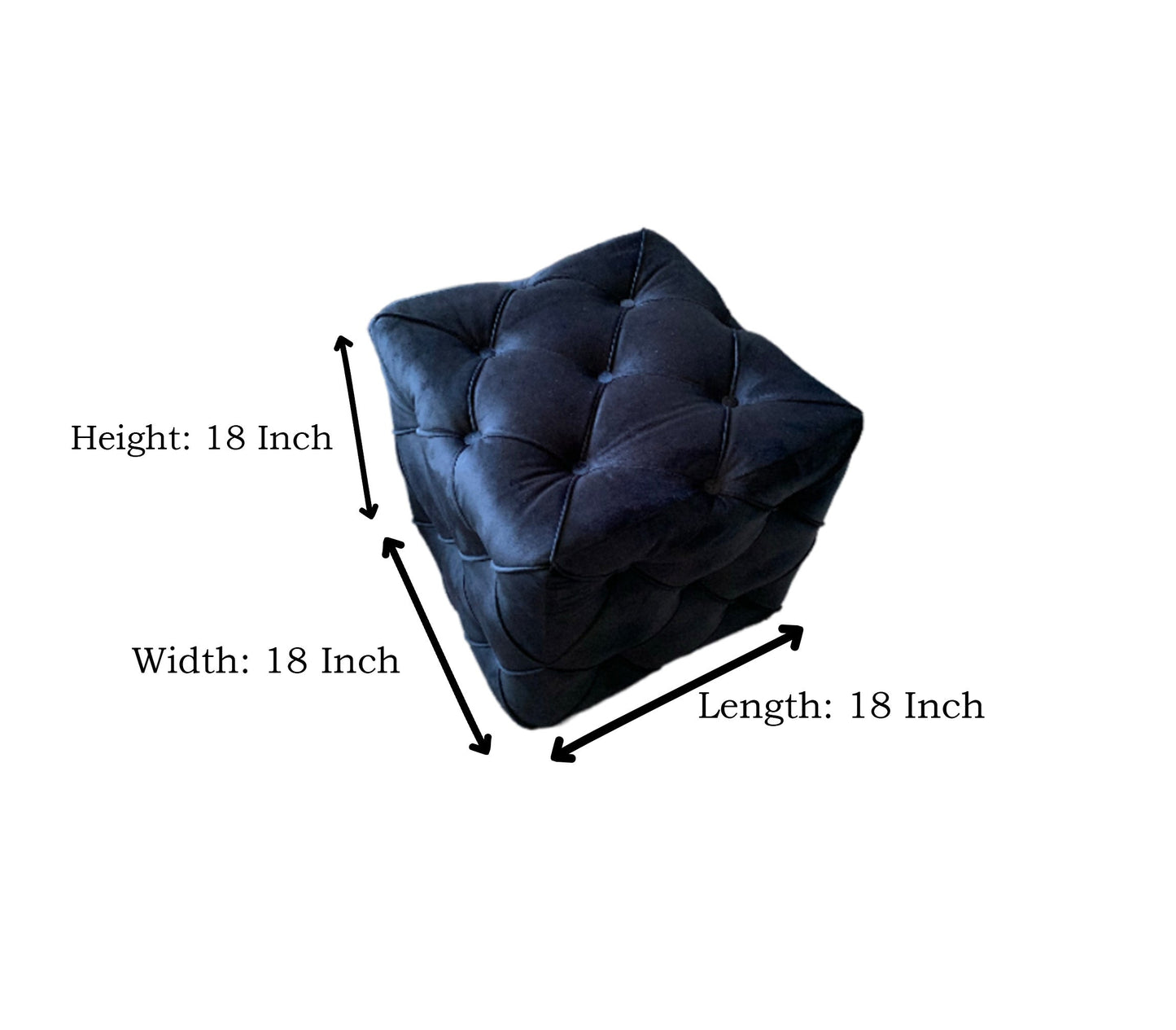 Black square cube deep buttoned coffee table side table seat - ISTOOLS