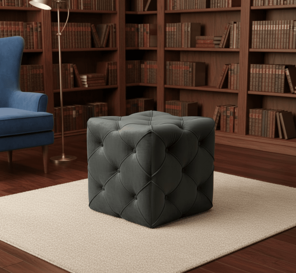 Black Square Cube Ottoman Coffee Table with Deep Storage for Living Room - ISTOOLS
