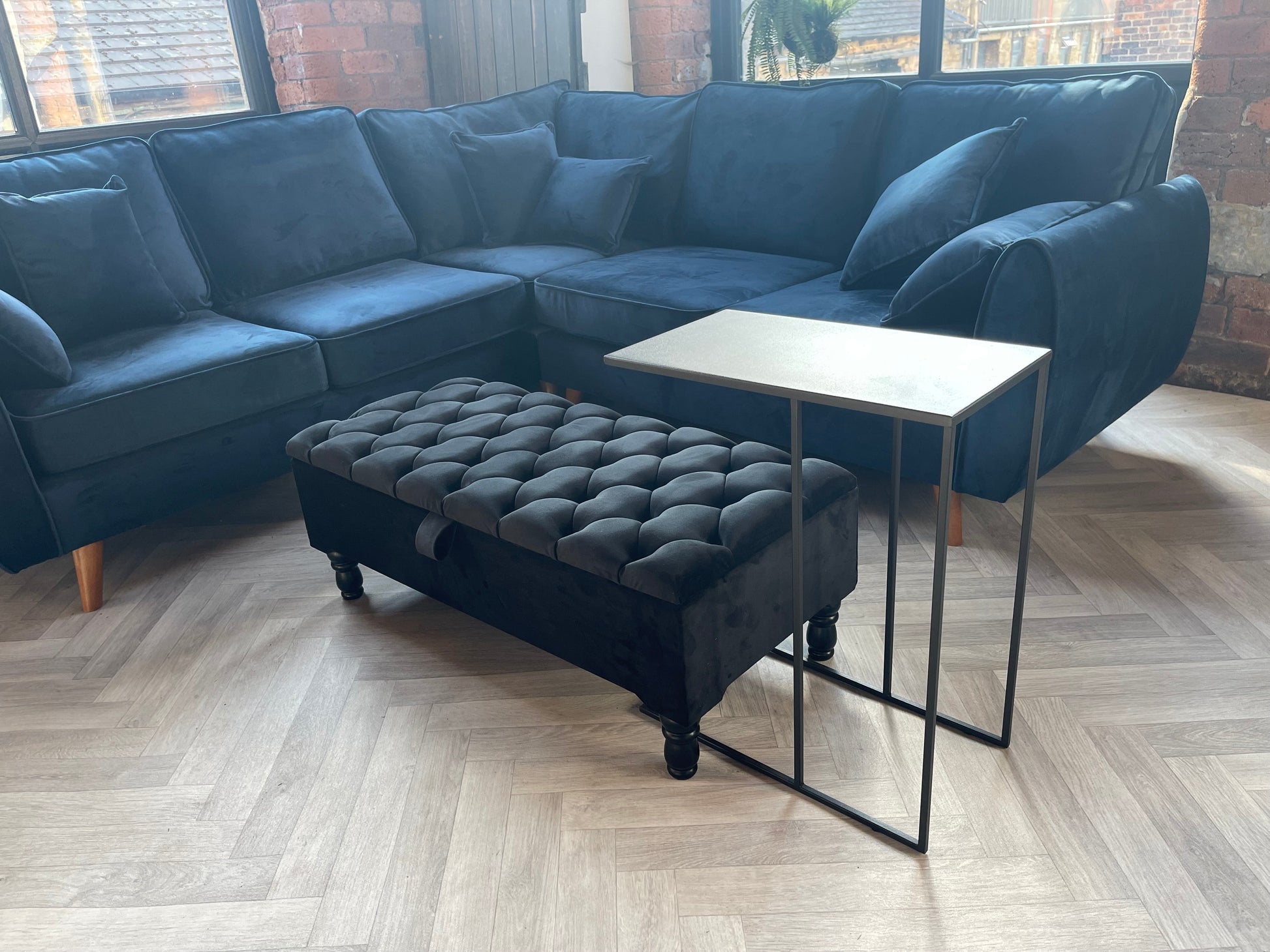 Black steel side table coffee table - ISTOOLS