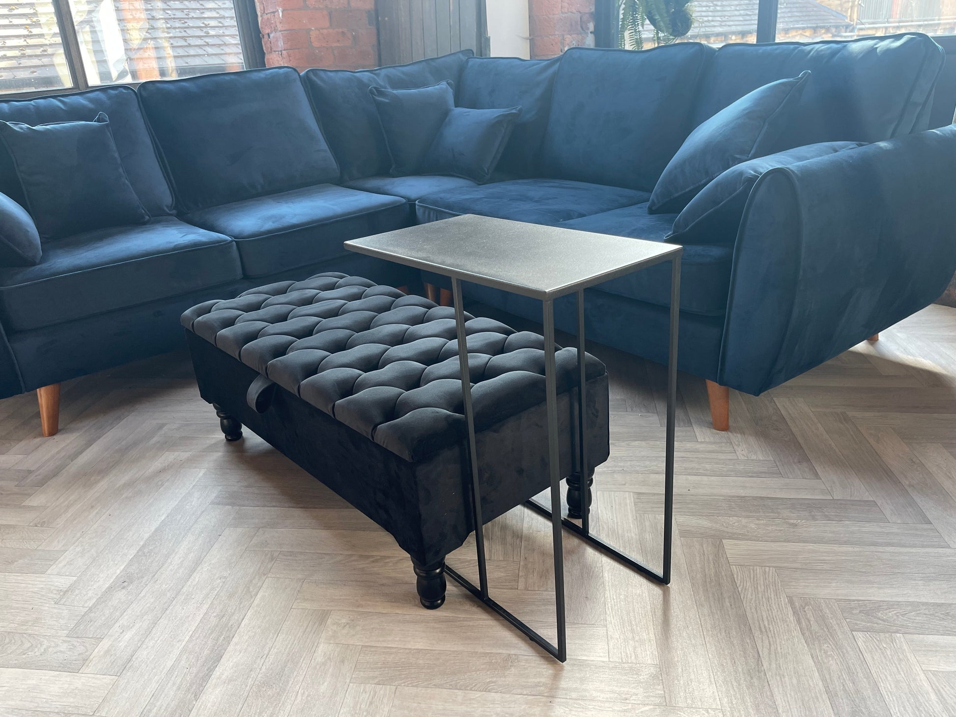 Black steel side table coffee table - ISTOOLS