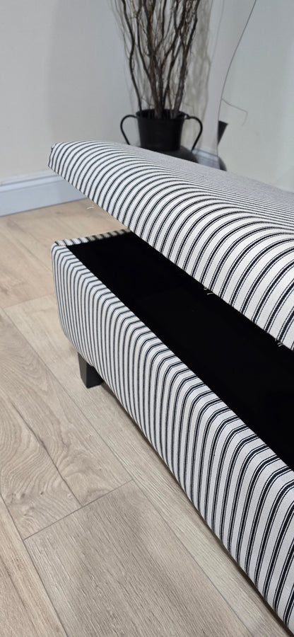 Black Stripe footstool storage ottoman - ISTOOLS