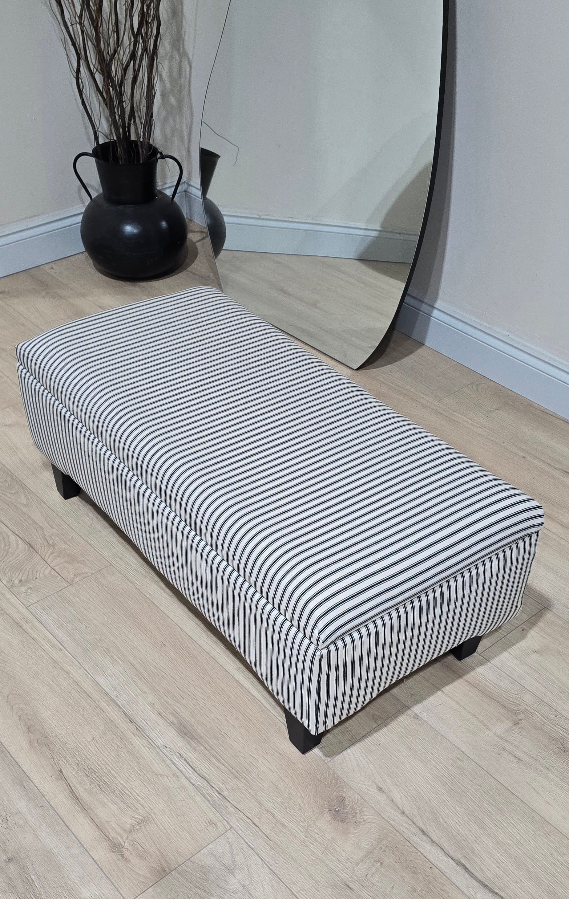 Black Stripe footstool storage ottoman - ISTOOLS