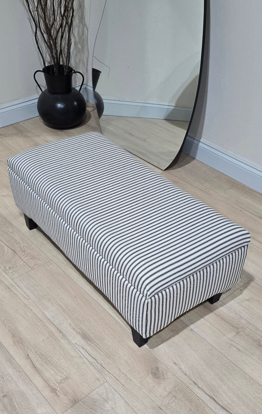 Black Stripe footstool storage ottoman - ISTOOLS