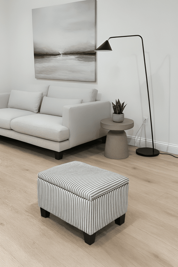 Black Stripe footstool storage ottoman - ISTOOLS