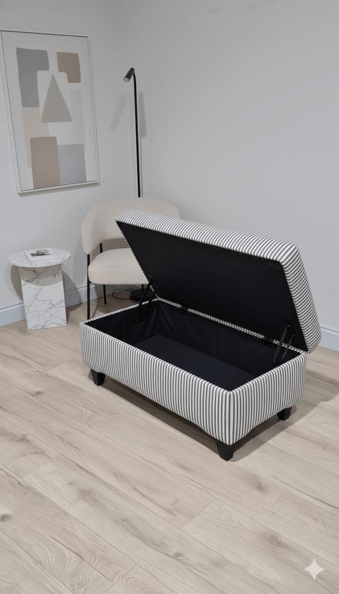 Black Stripe footstool storage ottoman - ISTOOLS