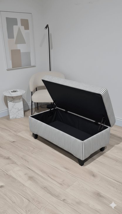 Black Stripe footstool storage ottoman - ISTOOLS