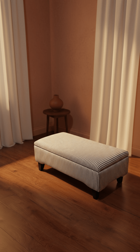 Black Stripe footstool storage ottoman - ISTOOLS