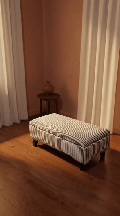 Black Stripe footstool storage ottoman - ISTOOLS