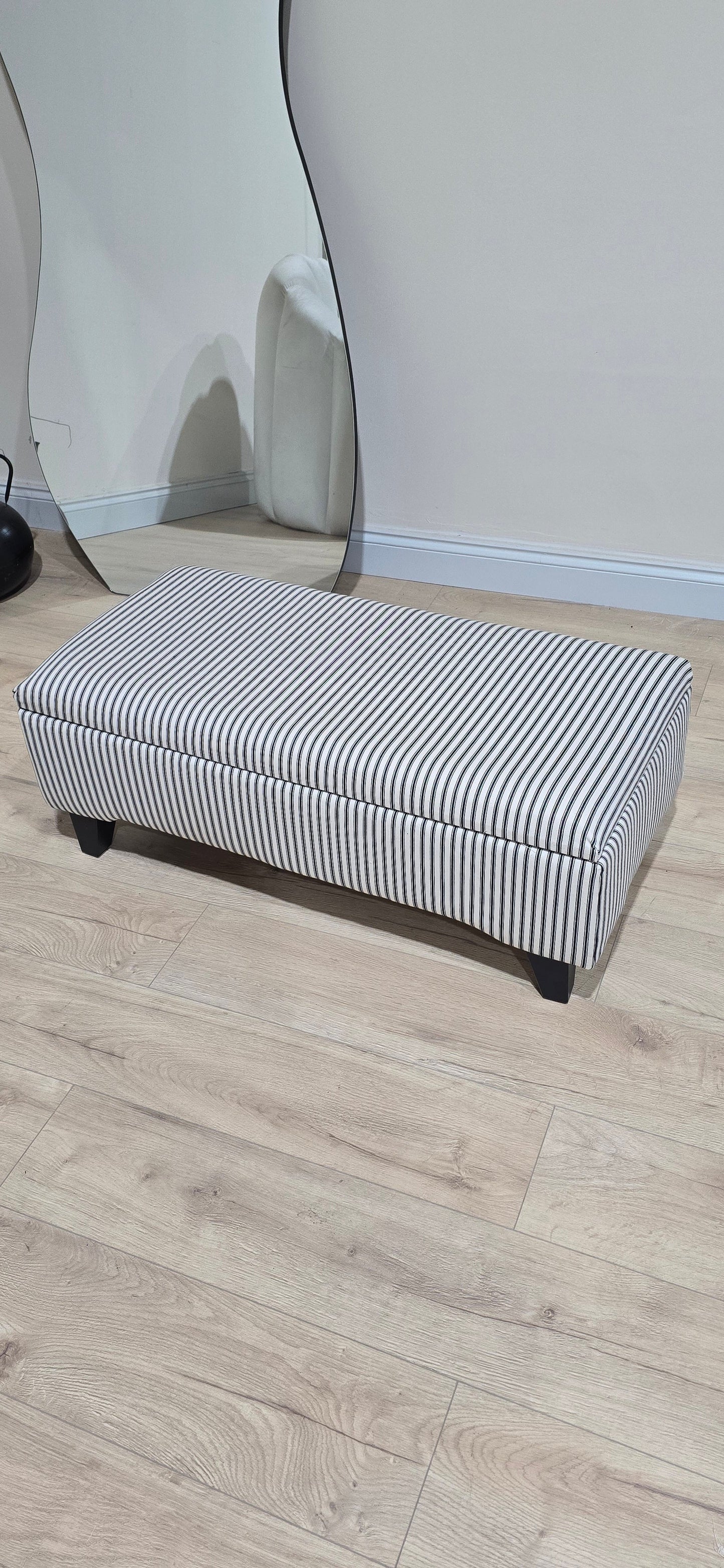 Black Stripe footstool storage ottoman - ISTOOLS