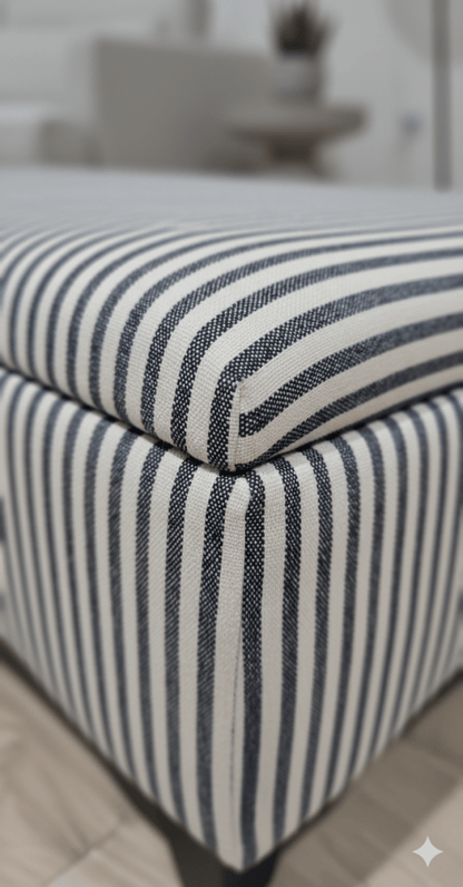 Black Stripe footstool storage ottoman - ISTOOLS