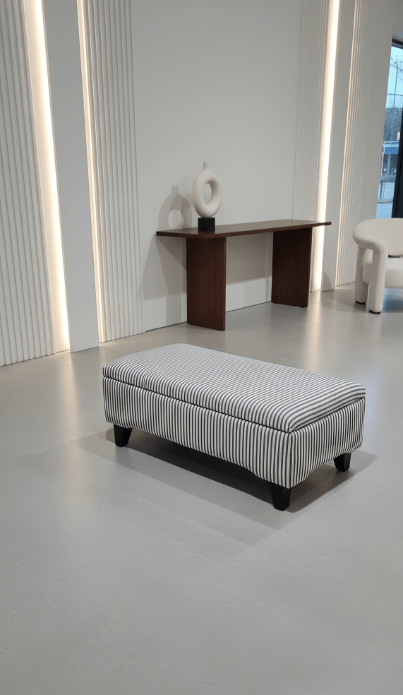 Black Stripe footstool storage ottoman - ISTOOLS
