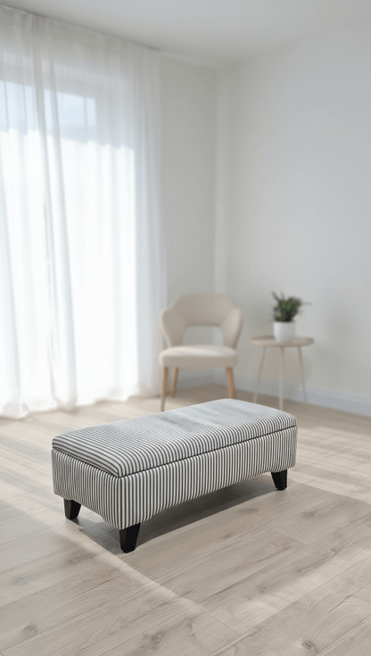 Black Stripe footstool storage ottoman - ISTOOLS