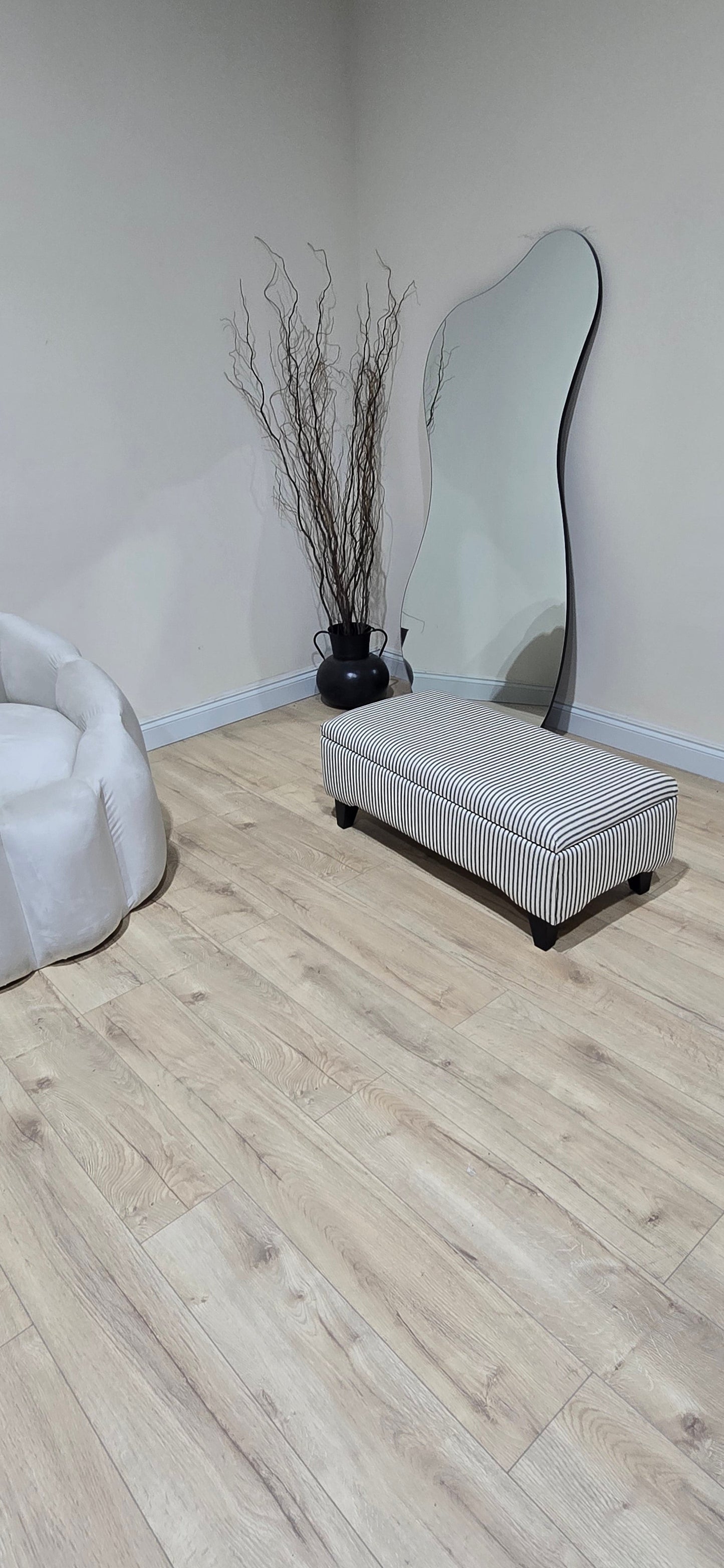 Black Stripe footstool storage ottoman - ISTOOLS