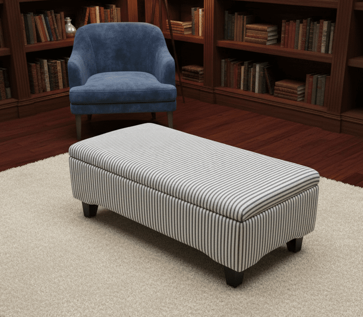 Black Stripe footstool storage ottoman - ISTOOLS