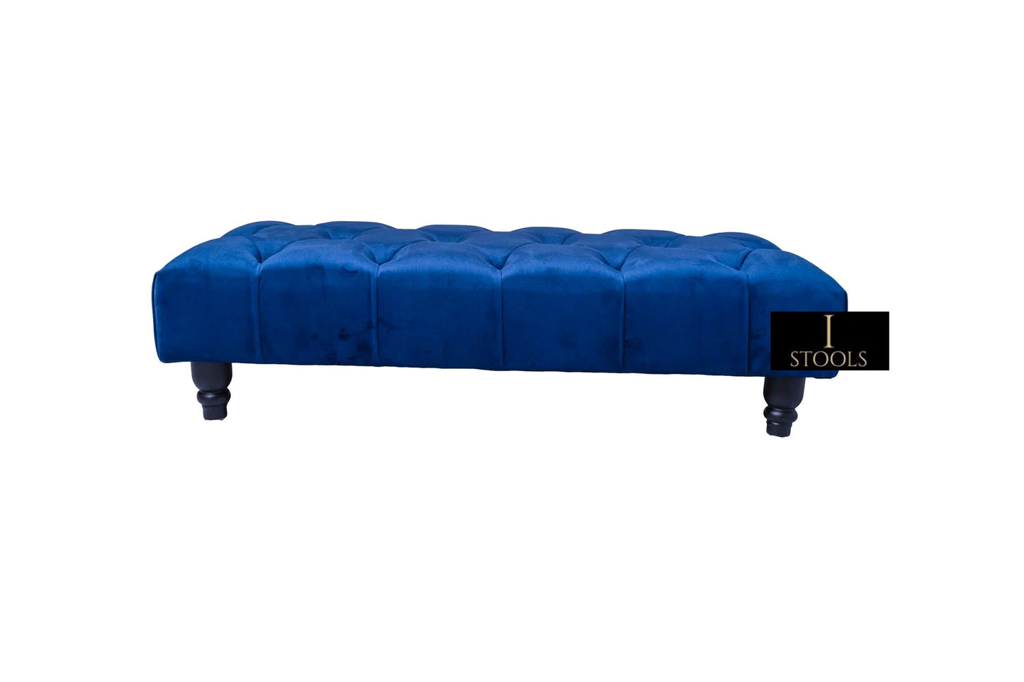 Blue Chesterfield Footstool | Velvet matching Buttoned Coffee Table - ISTOOLS