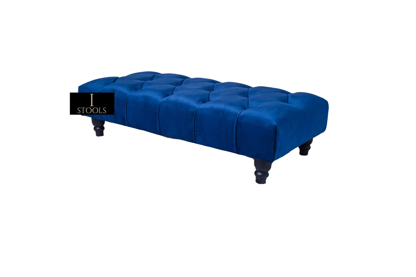 Blue Chesterfield Footstool | Velvet matching Buttoned Coffee Table - ISTOOLS