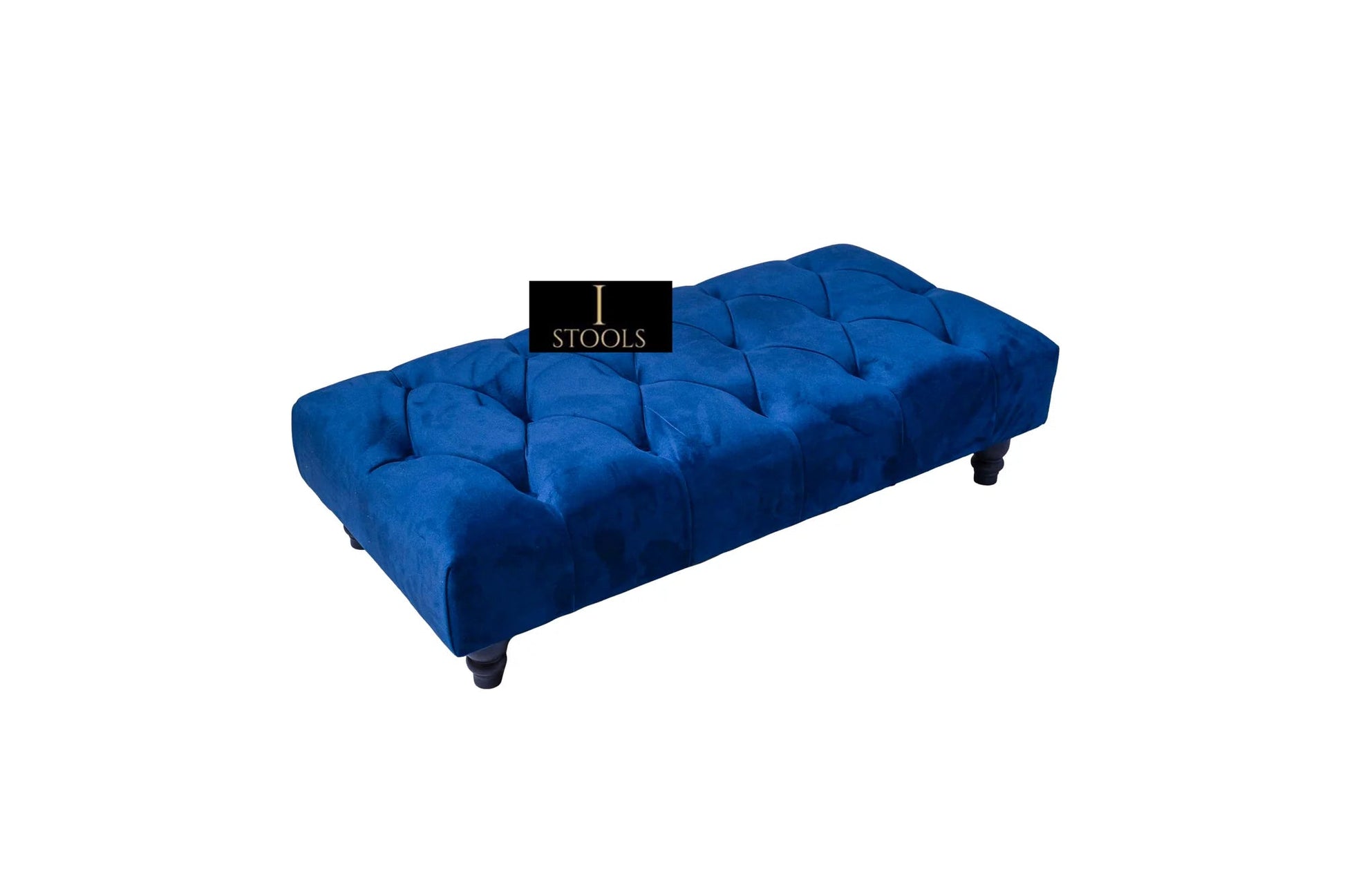 Blue Chesterfield Footstool | Velvet matching Buttoned Coffee Table - ISTOOLS