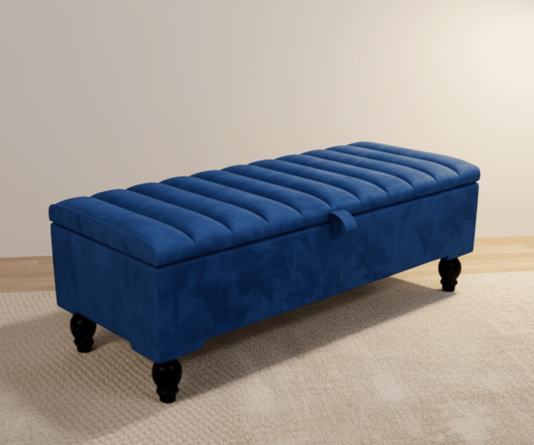 Blue Coffee Table Storage | Blue Panel Ottoman Bench Footstool - ISTOOLS