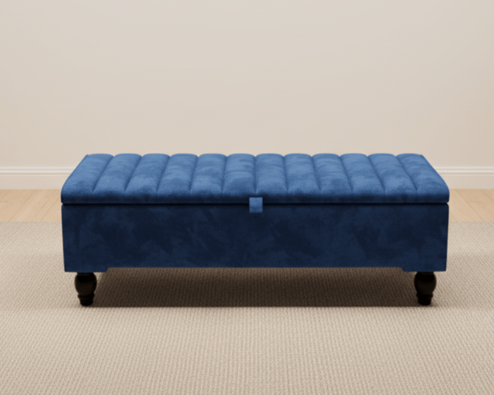 Blue Coffee Table Storage | Blue Panel Ottoman Bench Footstool - ISTOOLS
