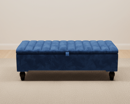 Blue Coffee Table Storage | Blue Panel Ottoman Bench Footstool - ISTOOLS