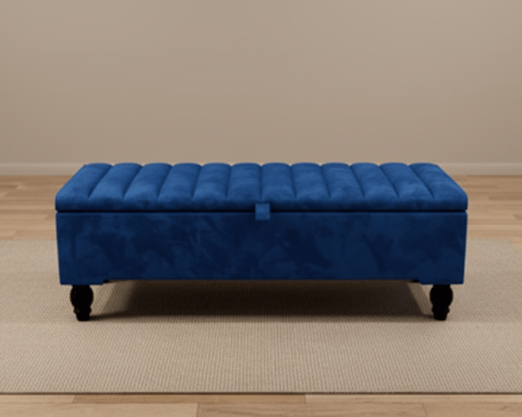 Blue Coffee Table Storage | Blue Panel Ottoman Bench Footstool - ISTOOLS
