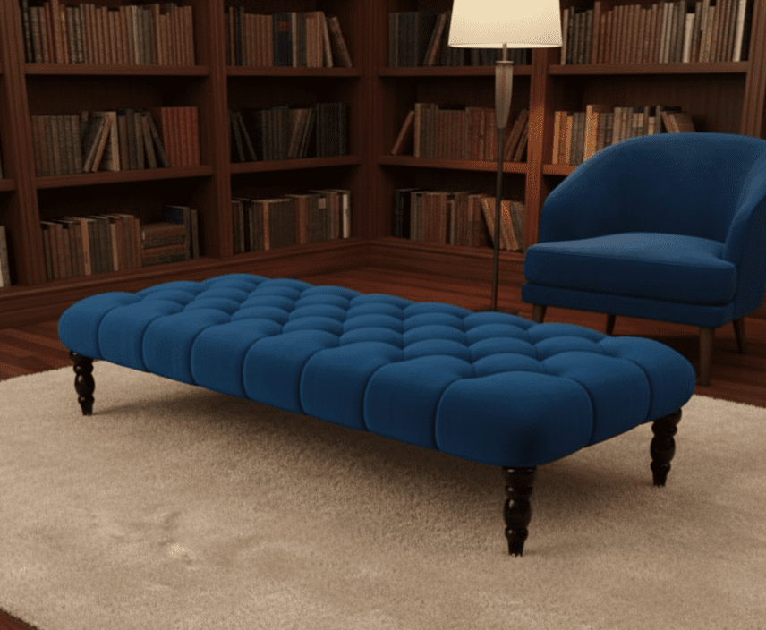 Blue Chesterfield Ottoman Storage Footstool UK – Luxury Upholstered Coffee Table for Living Room
