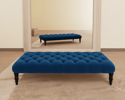Blue Coffee table upholstered chesterfield footstool - ISTOOLS