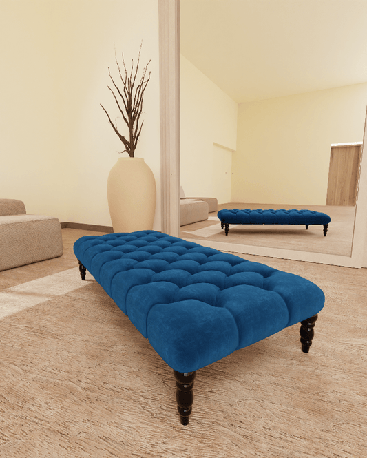 Blue Coffee table upholstered chesterfield footstool - ISTOOLS