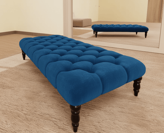 Multipurpose Blue Ottoman Footstool with Hidden Storage UK -ISTOOLS