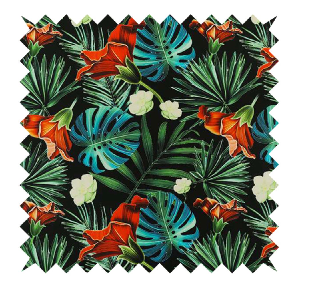 Blue jungle floral footstool pouffe footrest table or coffee table - ISTOOLS