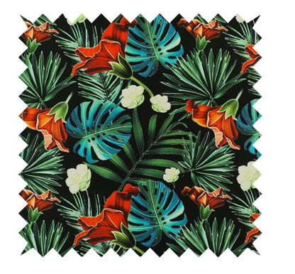 Blue jungle floral footstool pouffe footrest table or coffee table - ISTOOLS