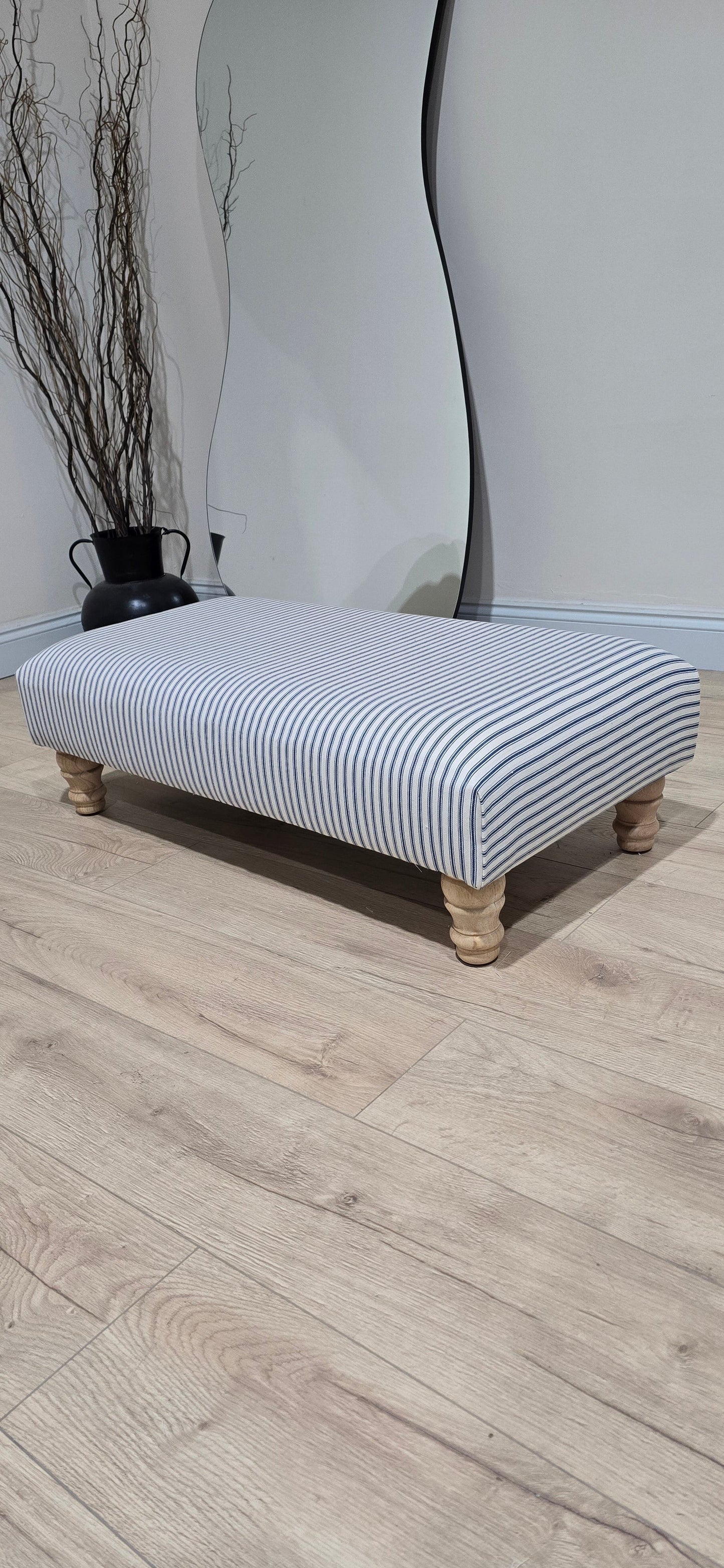 Blue Stripe footstool non storage - ISTOOLS