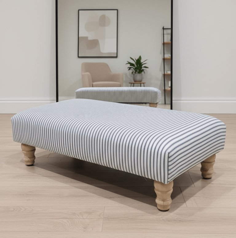 Blue Stripe footstool non storage - ISTOOLS