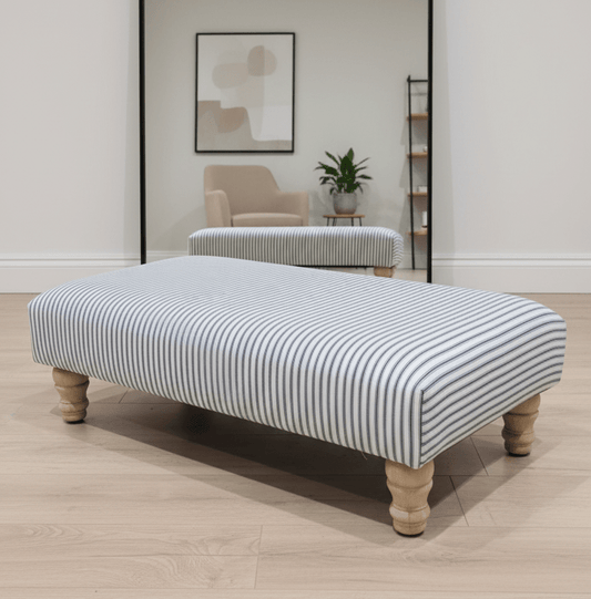 Blue Stripe footstool non storage - ISTOOLS