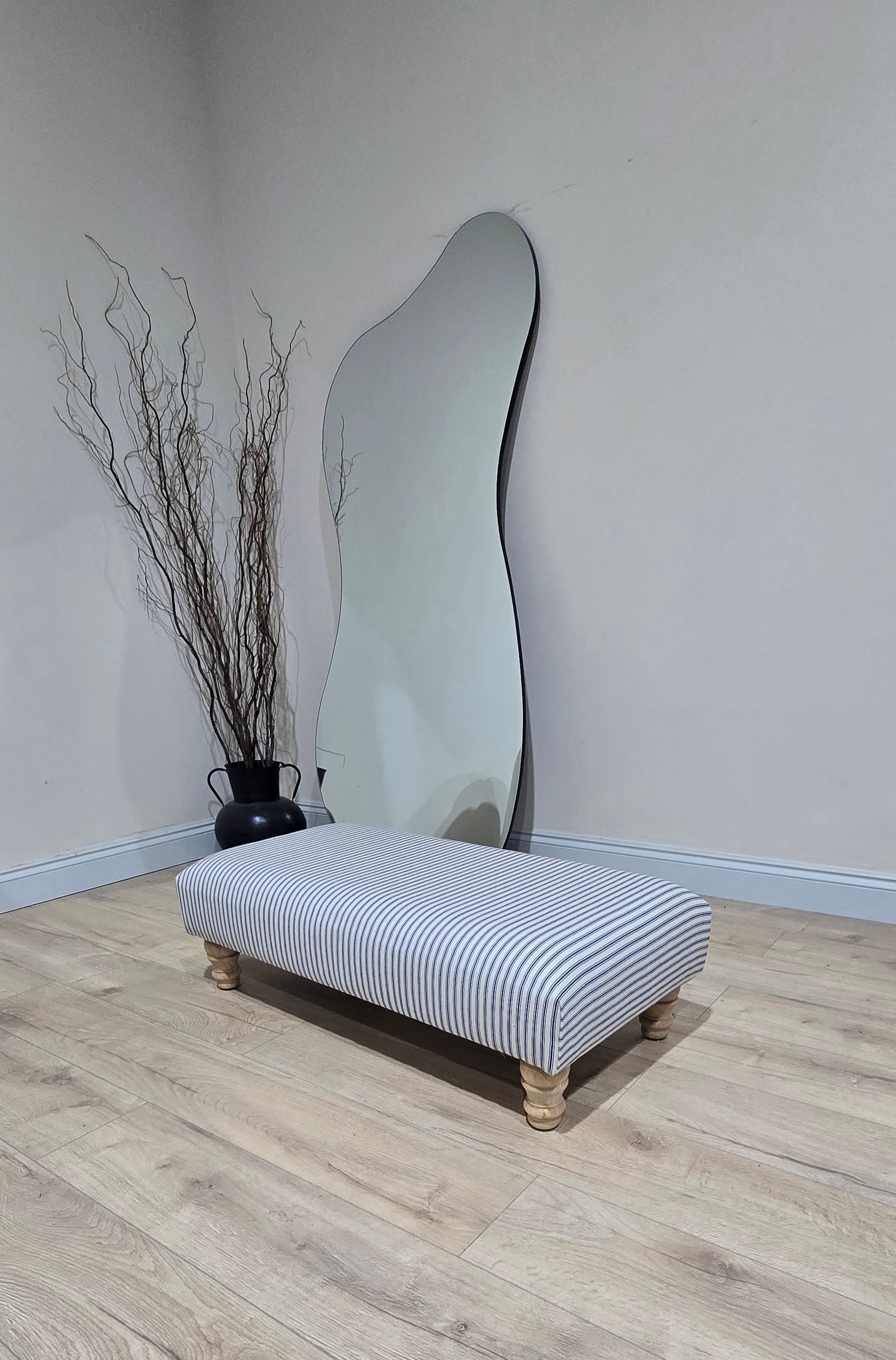 Blue Stripe footstool non storage - ISTOOLS