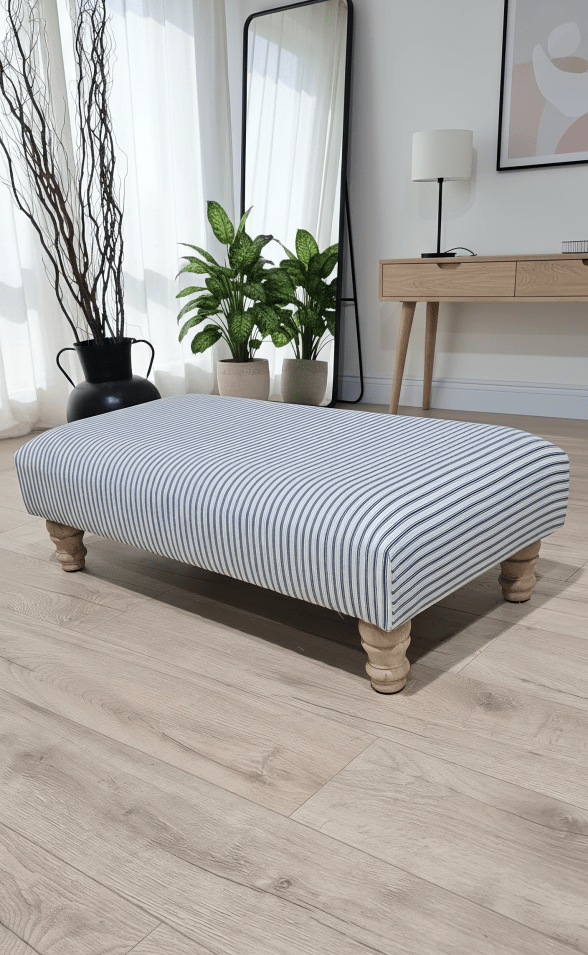 Blue Stripe footstool non storage - ISTOOLS