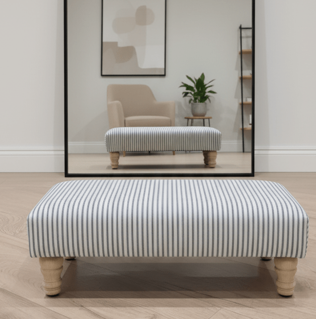 Blue Stripe footstool non storage - ISTOOLS