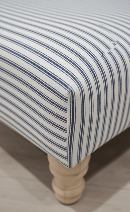 Premium blue striped footstool ottoman for small spaces UK - ISTOOLS